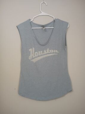 Houston Graphic Muscle Tank Top - Light Blue